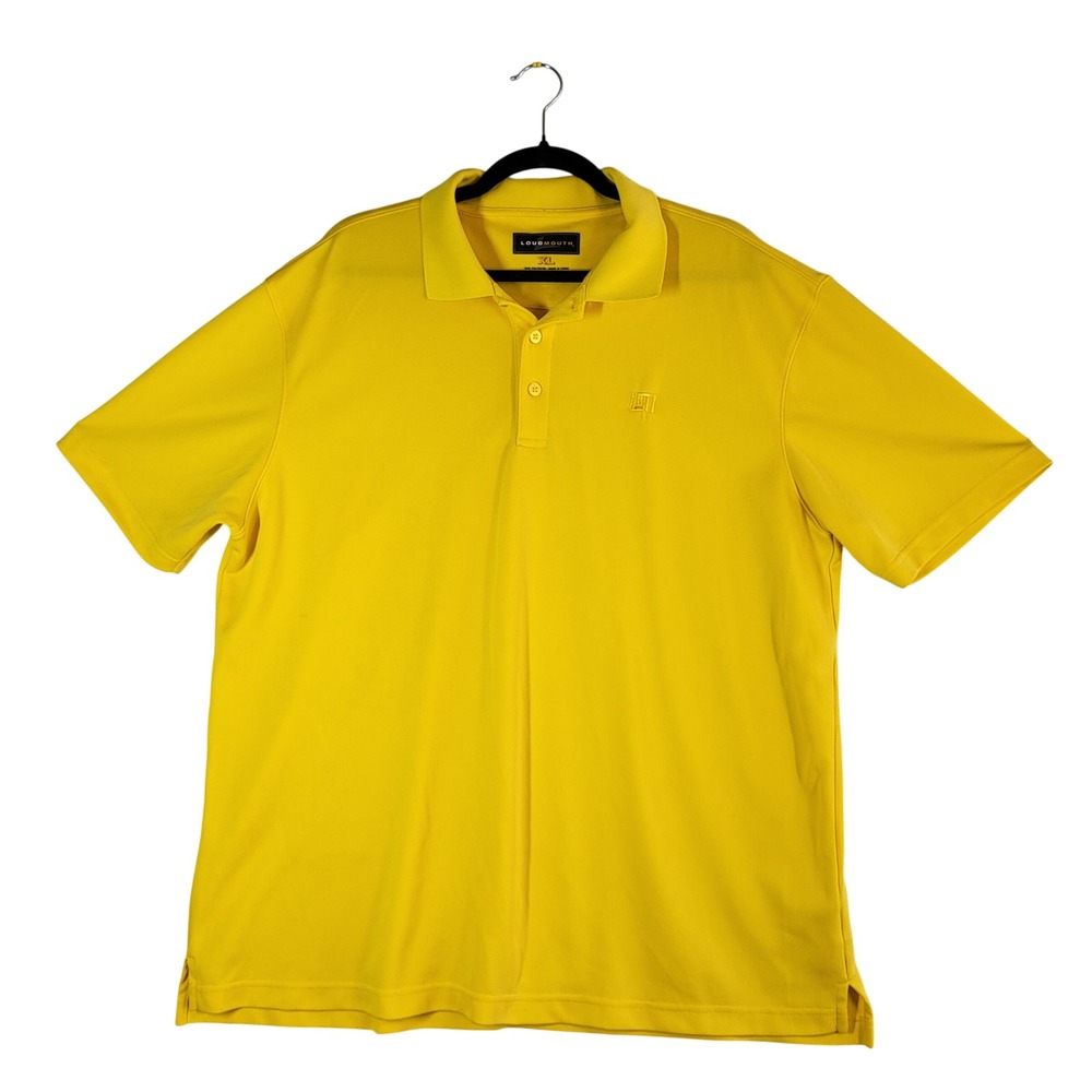 Loudmouth Golf Mens XL Yellow Pique Performance Short Sleeve Polo Shirt Solid‎